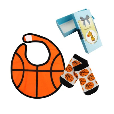 Bebé Niños Infante Algodón Niño Niña Alimentación Impermeable Baloncesto Babero + Calcetín Bebé Foto 1 de 4