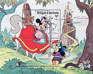 ANTIGUA BROTHERS GRIMM DISNEY STAMPS S/S 1985 MNH SPINDLE SHUTTLE & NEEDLE - Picture 1 of 1