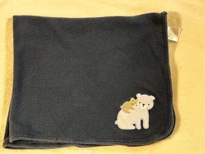 Just Born Thermal Waffle Weave Navy blue Bear Baby Security Blanket Lovey 25x30 - Picture 1 of 9