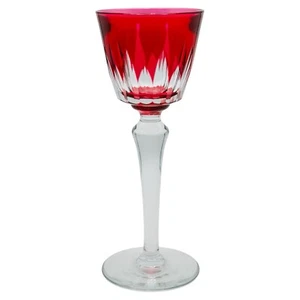 Baccarat Crystal Buckingham Cut Cranberry Cordial Shot Glass Wine Glass 8” - Picture 1 of 12