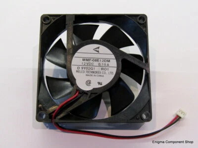 MELCO MMF-08E12DM 12V, 80mm Fan. Low profile 15mm. UK Seller - Fast Dispatch.