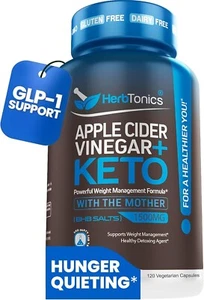Potent Apple Cider Vinegar Capsules with Mother -BHB SALTS Keto Diet Pills(120ct - Picture 1 of 8