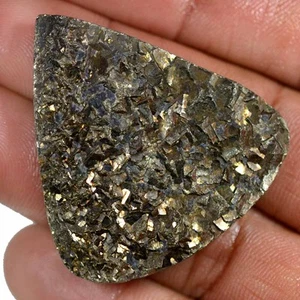 190.60 Cts 100% Natural Pyrite Crystal Drusy Loose Cabochon 40x43mm Gemstone E11 - Picture 1 of 2