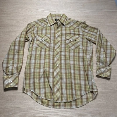 Vintage 1970s 'Champion Westerns' Pearl-Snap Plaid/Sparkle Western Shirt 16.5x33 - Image 1 of 4
