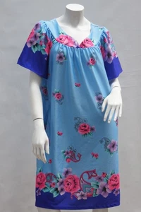Vintage 70s Floral print Polyester Housecoat House Dress Nightie By Granada Boho - Picture 1 of 9