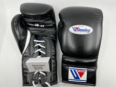 Winning Boxing Gloves 16oz MS-600 Black Lace-up type NEW In Stock Japan - Image 1 of 4