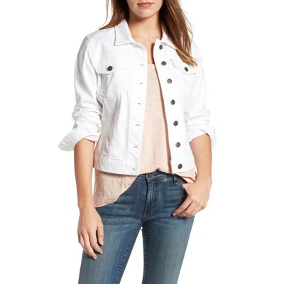Nordstrom KUT Denim Jeans Jacket Long Sleeve Collared Neck Solid White XS P - Image 1 of 4