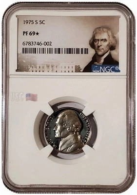 1975-S 5C JEFFERSON NGC PF69* Nickel Proof Coin. - Image 1 of 4