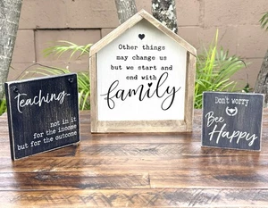 Juego de 3 letreros inspiradores de madera y MDF para decoración de pared de granja rústica - Imagen 1 de 11