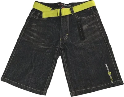 Y2K ENYCE NY Embroidered Boys Black Denim Jorts Spotted Leopard Print Sz 8 Label - Image 1 of 4