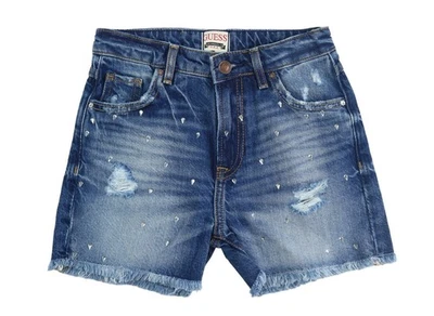 Pantalones cortos de mezclilla de bambú embellecidos Guess para niña (azul múltiple, 10) Foto 1 de 3