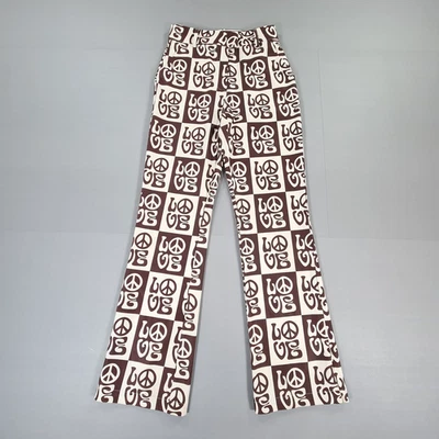 House of Sunny Womens Trousers Brown Cream 8 UK All You Need is Love Bootcut - Image 1 of 4