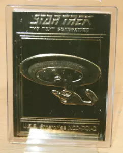 USS. Enterprise NCC-1701-D Star Trek 2001 Danbury Mint 22Kt Gold Card - Foto 1 di 4