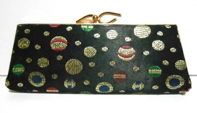 Estuche de gafas de colección años 50 ojo de gato beso bloqueo tapiz negro diseño orbe SpectaPurse Foto 1 de 4