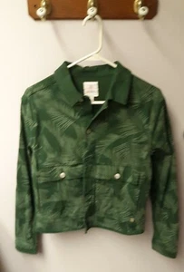 Lularoe Kenny Olive Green Fern Design Stretch Denim Jacket NWT Size Small - Picture 1 of 3