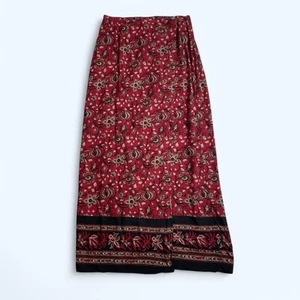 VAN HEUSEN Maxi Red Wrap Style Skirt Size S Rayon and Linen Mix - Picture 1 of 6
