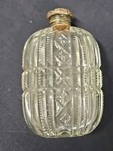 Vintage Cut Glass Sterling Silver Top Flask Antique Liquor Woman - Picture 1 of 13