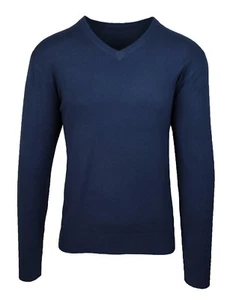 Maglione pullover uomo Class invernale blu scuro slim fit con scollo a V - Foto 1 di 2