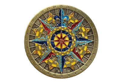 Compass Rose 2007 - Acabado dorado antiguo - Geocoin nuevo sin activar Foto 1 de 2