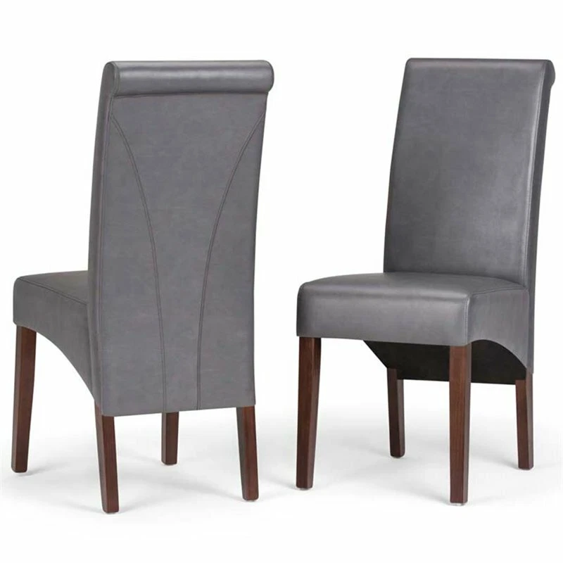 Simpli Home Avalon Deluxe Parson Dining Chair Stone Grey Set of 2