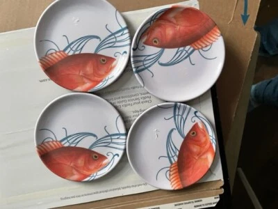 "Juego de 4 platos aperitivos Gold Fish Canape con fondo de silicona antideslizante - 4 1/2"""  Foto 1 de 3