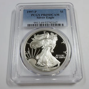 1997 P PCGS PR69 DCAM PROOF - 1 oz Silver American Eagle US $1 Coin #54987A - Picture 1 of 3
