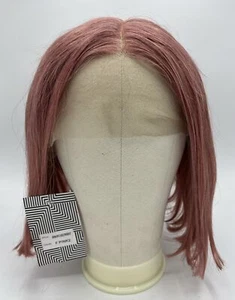 Pink 12” Lace Front Wig Bob Wig Straight Short 100% Human Hair Brand New Women’s - Picture 1 of 12