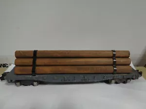 VINTAGE AMERICAN FLYER S SCALE DIECAST METAL FLAT CAR WITH WOOD LOG LOAD W/KC - Picture 1 of 4