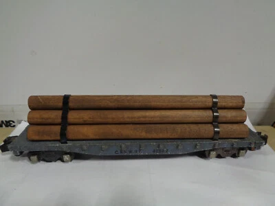 VINTAGE AMERICAN FLYER S SCALE DIECAST METAL FLAT CAR WITH WOOD LOG LOAD W/KC - Image 1 of 4