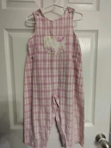 Vintage Baby Lulu Romper Long Lavender Plaid & Roses Girl's Size 3 - Picture 1 of 12