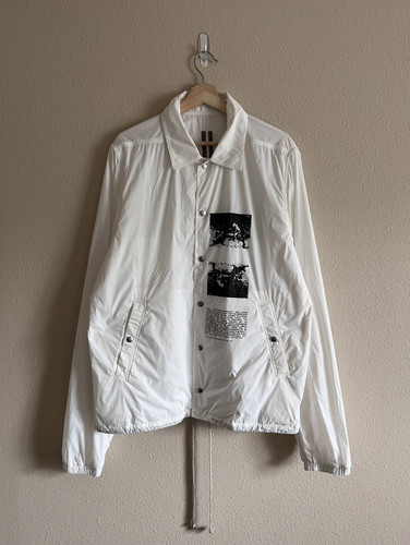 Giacca Coach Rick Owens DRKSHDW Stampata Taglia Large Bianca NUOVO