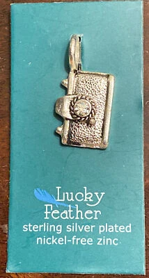 Colgante Pluma de la Suerte Placa de Plata Esterlina Cámara Fotografía Dije Foto 1 de 2
