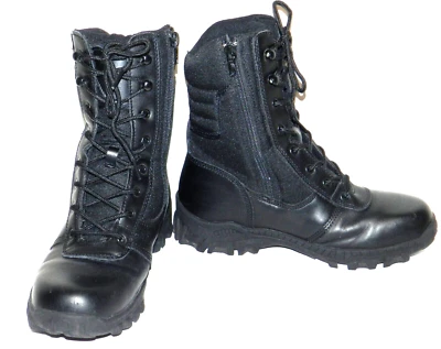 男式 DIEHARD 黑色战术拉链花边柔软脚趾防油靴 8.5 码 — 第 1/4 张图片