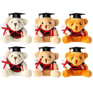 6Pcs Graduation Bear 9cm Plush Doll 2023 Stuffed Animal DIY Decor