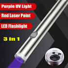 3in1 Red Laser Pointer Pen Lazer Led Light Torch Uv Flashlight Cat Dog Pet Toy