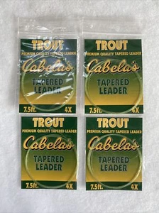 4 CABELA'S PREMIUM QUALITY TAPERED FLY FISHING LEADERS  7 1/2 FOOT  4X     #7 - Picture 1 of 1