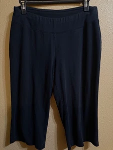 CATHERINES YOGA CAPRI PANTS SZ 0X (14-16W) BLACK STRETCH PULL ON STRAIGHT LEG - Picture 1 of 3