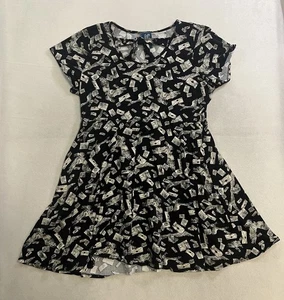 Hot Topic Harry Potter Mini Dress Size 3 Black Skater Hogwarts Letter Owl - Picture 1 of 6