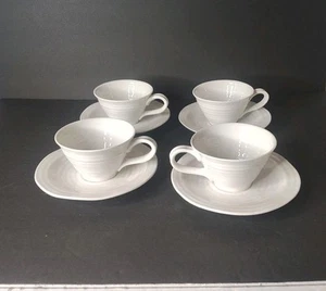 Portmeirion Sophie Conran White Ceramic Set Of 4 Tea Cups W/Saucers~MINT! - Picture 1 of 6