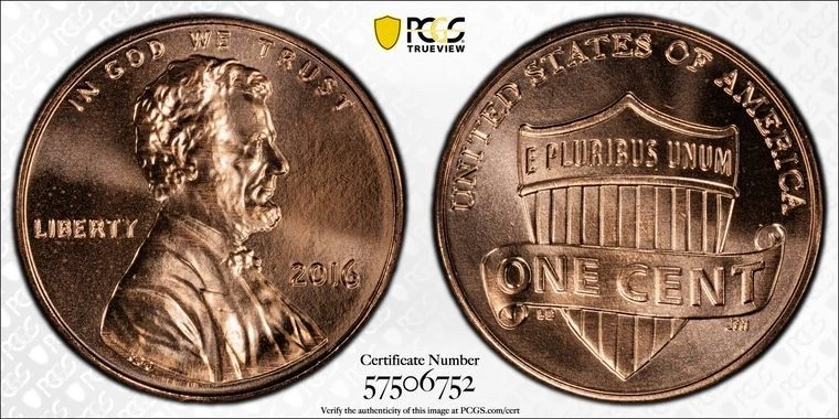 2016-P Lincoln Shield Cent, PCGS MS65RD - Image 1 of 1