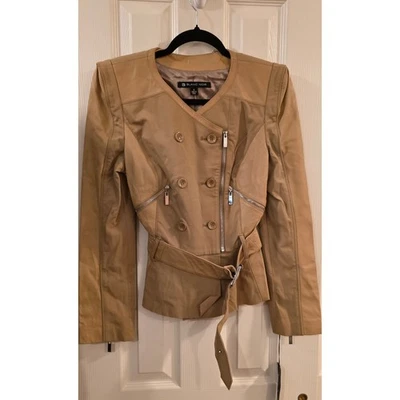 Chaqueta de moto de cuero tostado Blanc Noir nueva con etiquetas talla S Foto 1 de 4