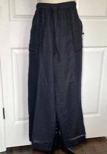 Pantalon à enfiler jambes larges noir 100% lin Joie taille M - Photo 1/9