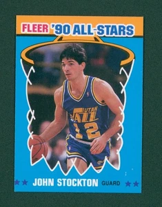 1990 Fleer Basketball Card - #9 John Stockton All-Star, NM/MINT+ - Picture 1 of 2