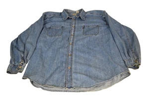 Levis Red Tab Denim Shirt Mens 2XLT Blue Long Sleeve Button Up Western Workwear - Picture 1 of 11