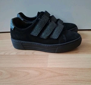 GABOR Damen Sneakers Schuhe Gr. 38,5 UK 5,5 Weite G Echtleder Schwarz Leder - Bild 1 von 6