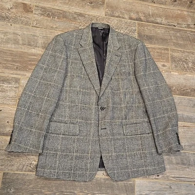 Bill Blass Blazer 男式 42R 100% 骆驼头发套装夹克 Houndstooth Corpcore 复古 — 第 1/4 张图片