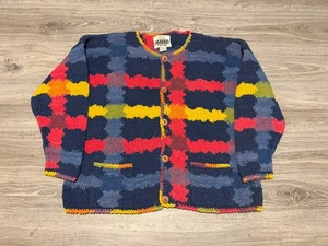 Cárdigan Suéter Bolivia Tejido a Mano Vintage Amano Colorido Talla Única 100% Algodón - Imagen 1 de 6