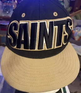 Vintage NFL SAINTS Cap Fitted 7 1/2 Black & Brown Mitchell & Ness  Flat Brim - Picture 1 of 8