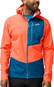 Brooks High Point 2.0 Waterproof Mens Running Jacket Orange Run Lightweight - Picture 1 of 4