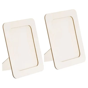 2Pcs Wooden DIY Photo Frame for 4.3" x 6.3", Beige - Picture 1 of 6